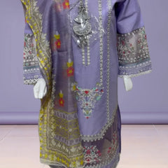 Royal Purple Embroidered Lawn 3-Piece Suit – Bold & Beautiful