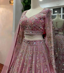 🌸 Pink Embroidered Bridal/Party Frock – Luxury Formal Wear